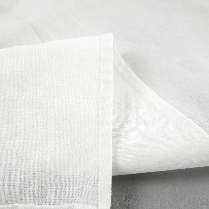 Callina Linen-Cotton Balloon-Sleeve V-Neck Set - White