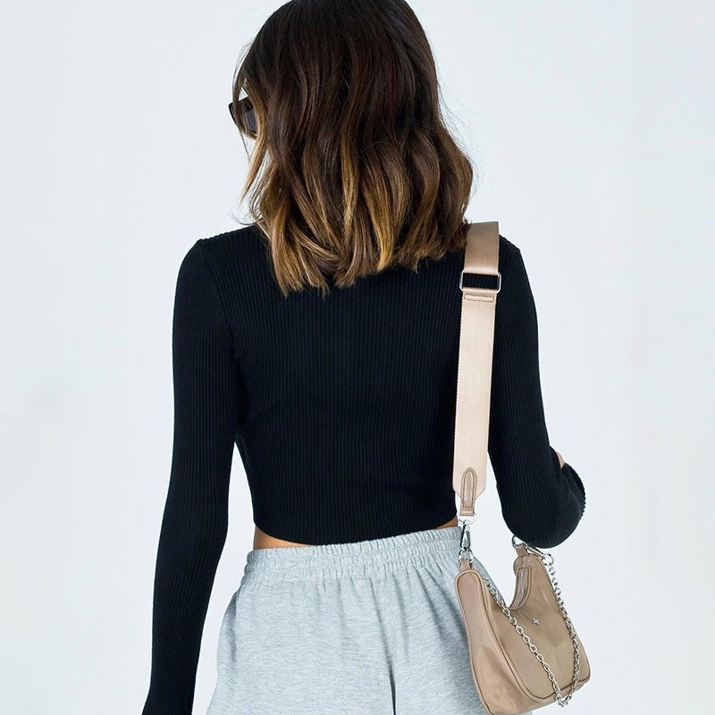 Carisse Fitted Zip-Up Top - Black