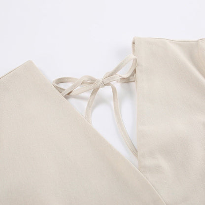 Mairisse Linen-Blend Puff Sleeve Dress - Off White