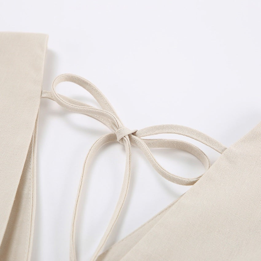 Mairisse Linen-Blend Puff Sleeve Dress - Off White