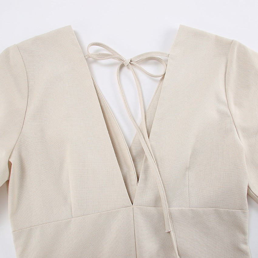 Mairisse Linen-Blend Puff Sleeve Dress - Off White