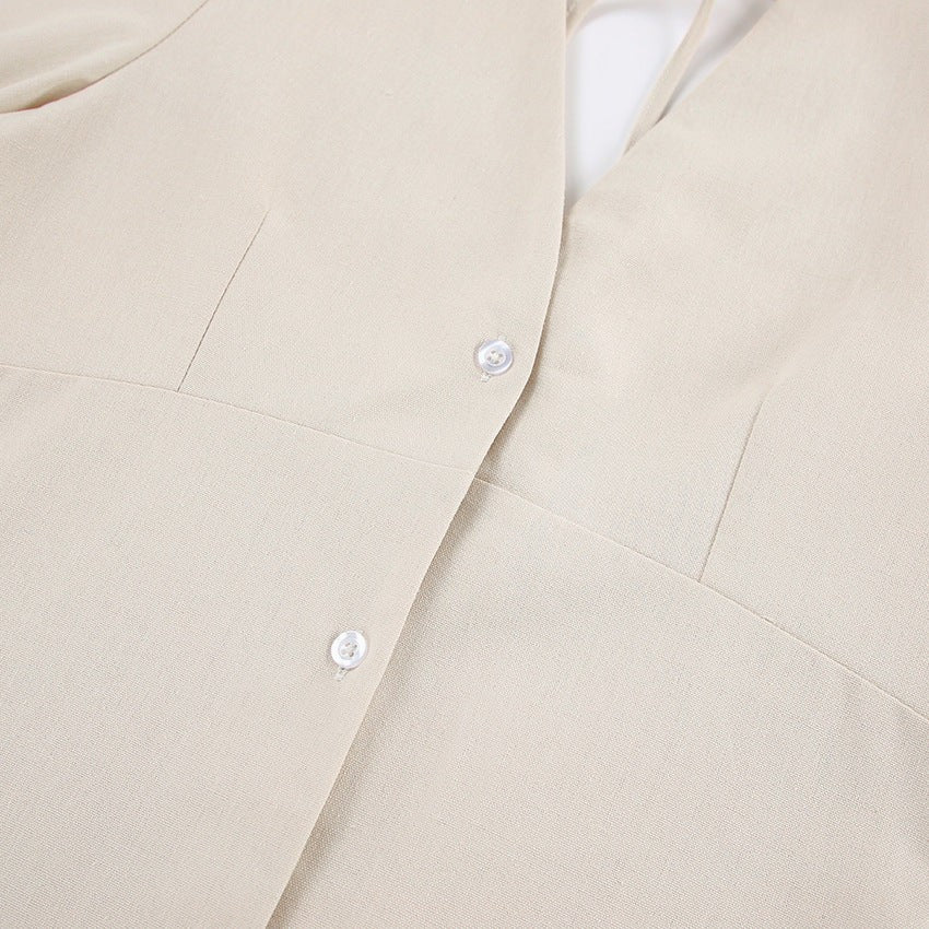 Mairisse Linen-Blend Puff Sleeve Dress - Off White