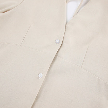 Mairisse Linen-Blend Puff Sleeve Dress - Off White