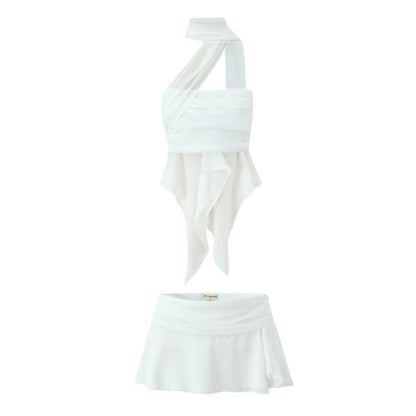 Seraphine Ruffle Low-Waist Set - White