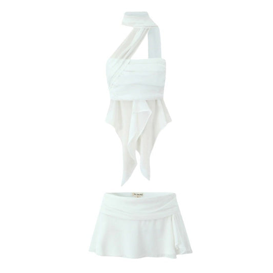 Seraphine Ruffle Low-Waist Set - White